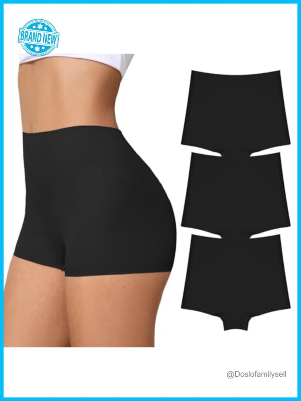 Seamless Boyshort Underwear Nylon Spandex High Waist No Show Panties